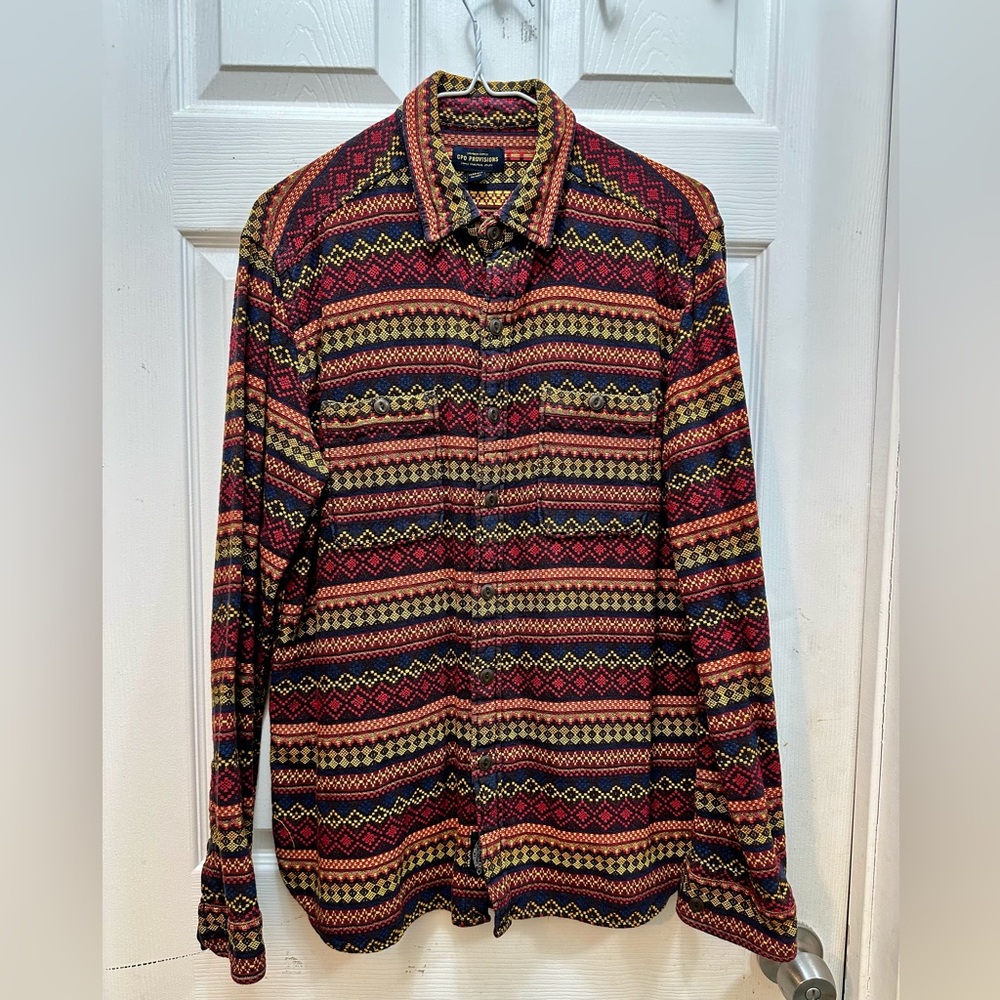 Men’s CPO Provisions Shipmen Supply Southwestern Print Woven Button Down Shirt